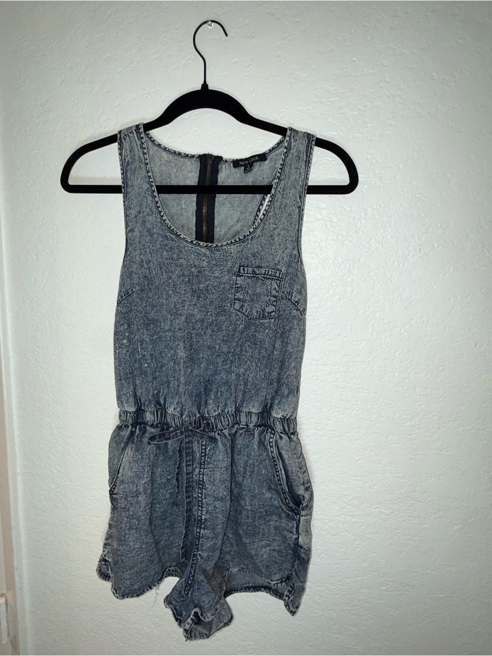 New Look Grey Denim-Look Romper Dress